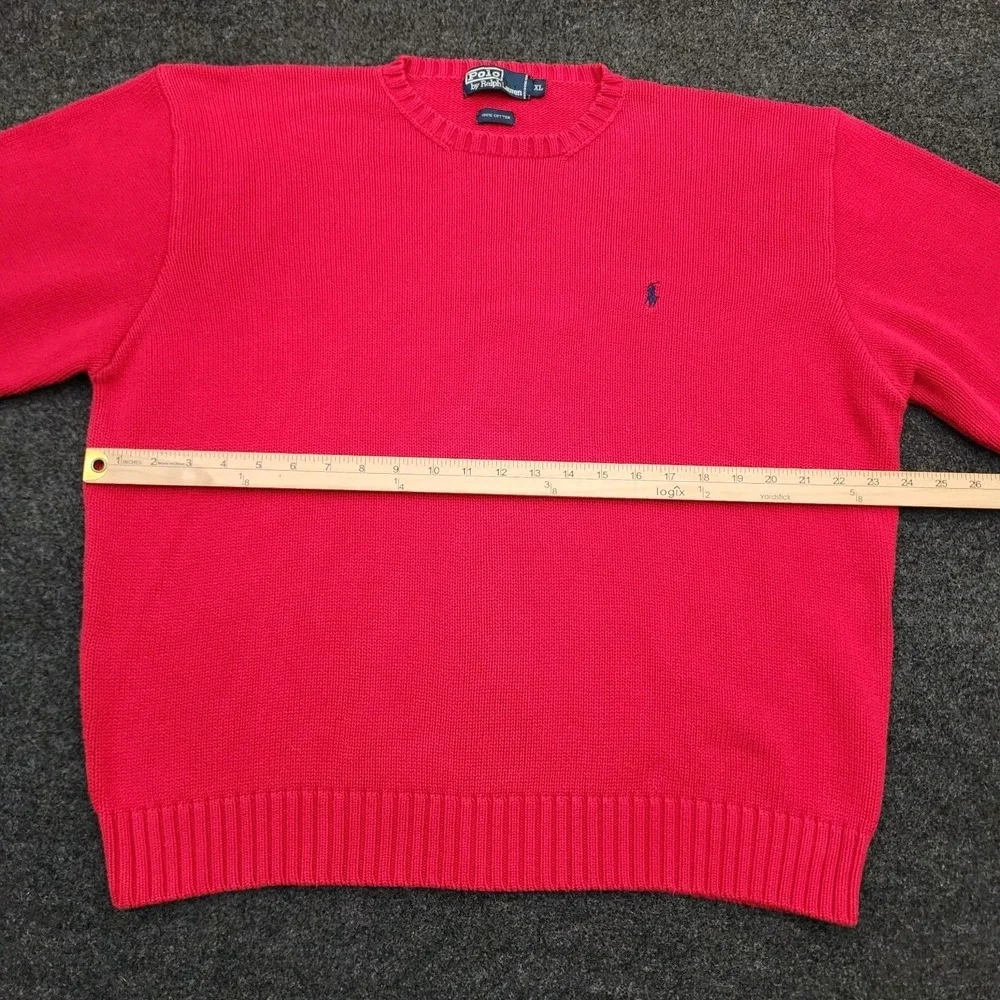 Vintage Polo‎ Ralph Lauren Mens XL Red Tight Knit Pullover Crewneck Sweater